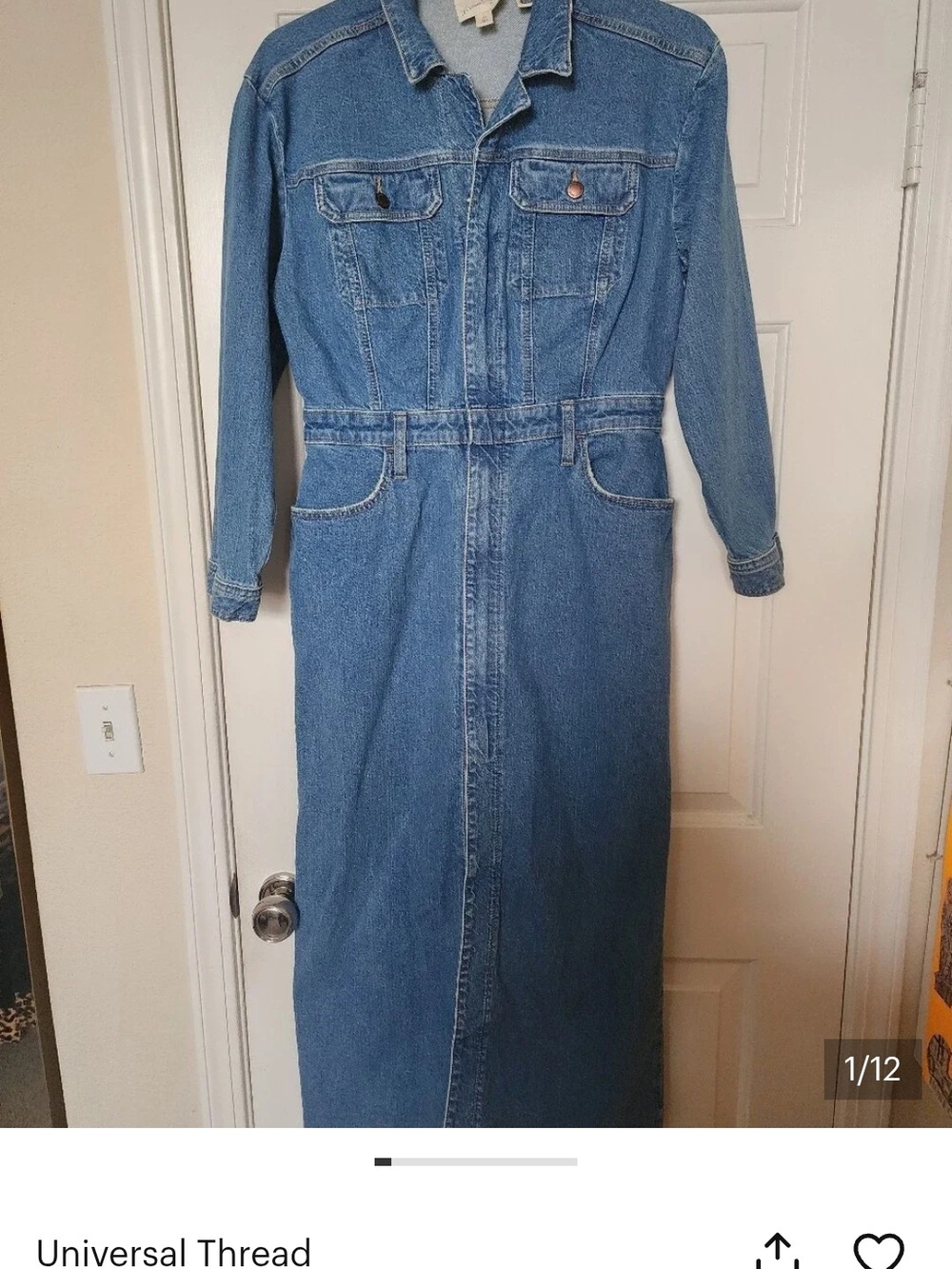 Universal Thread Women's Denim Shirt Dress in Light Blue Denim (Size 12)
